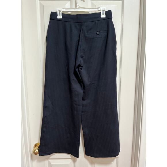 Spanx Wide Leg High Waist Ponte Navy Pin Stripe Career Office Work Pants Medium - Picture 4 of 15